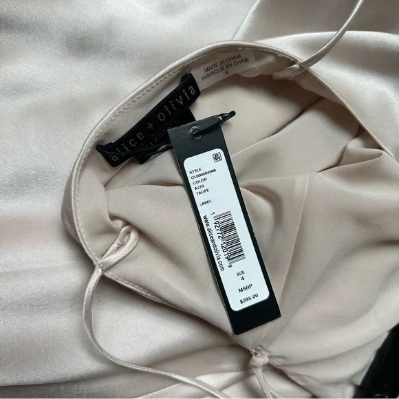 NWT Alice + Olivia Harmony Slip Dress in Taupe - Picture 4 of 5
